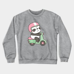 Cute Little Panda Riding Green Scooter Crewneck Sweatshirt